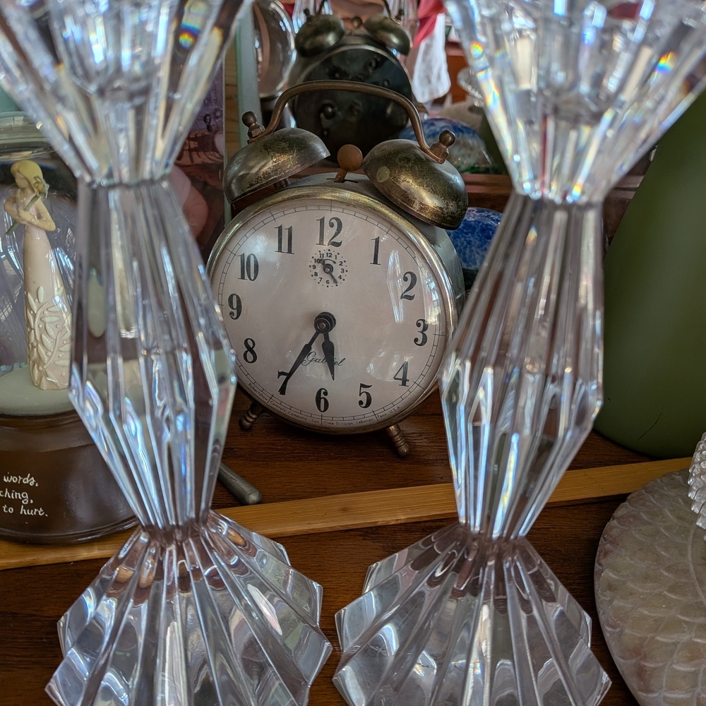 Vintage MIKASA brilliance Crystal Candle Holders - Clear Elegance